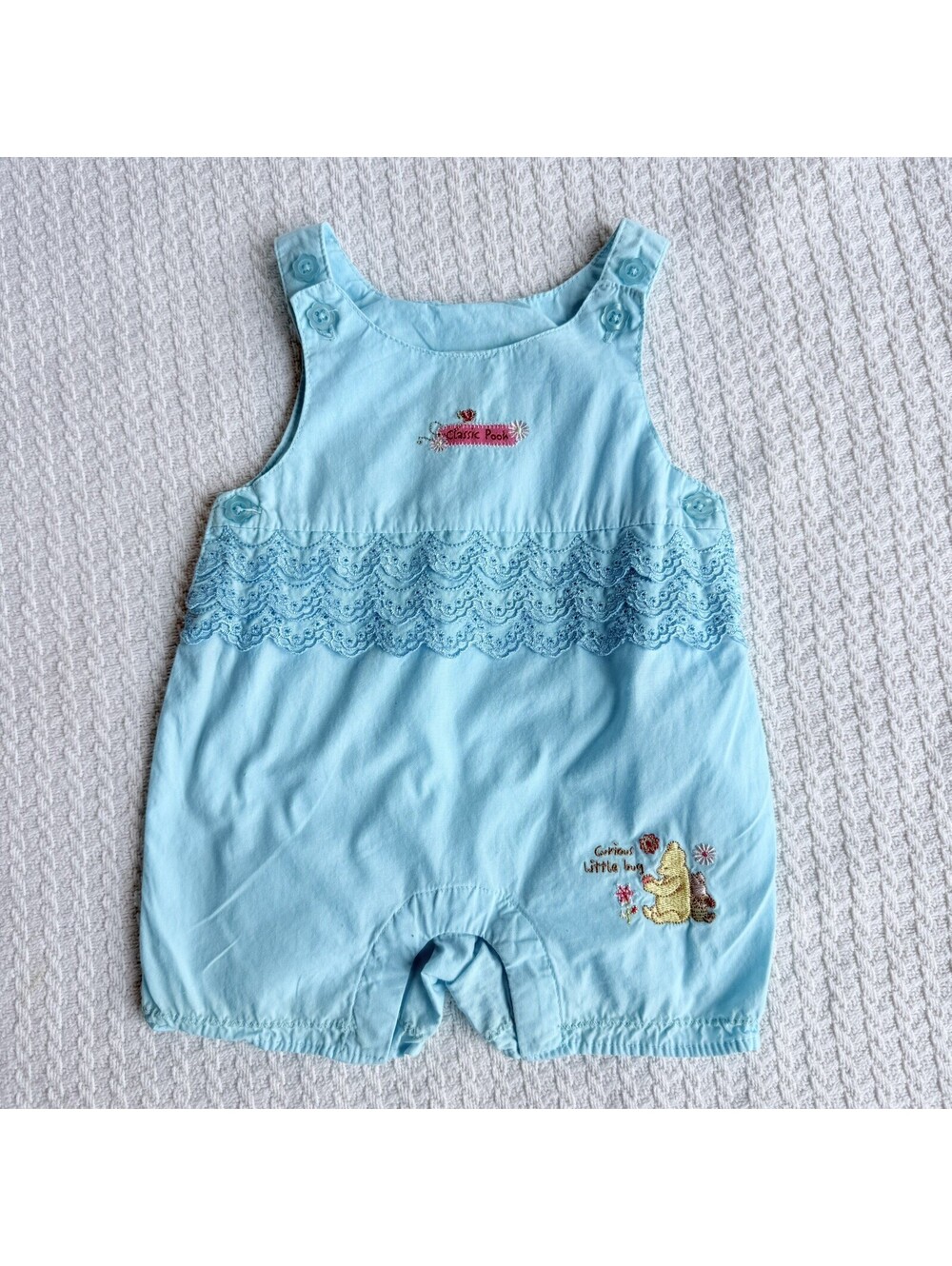 Disney's Winnie the Pooh baby embroidered Curious Little Bug floral romper 3-6M